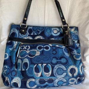 Coach Poppy 19881  Blue Tote Glam